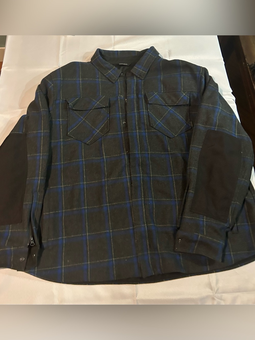 Icon UPSTATE Blue Flannel Shirt Motorcycle Jacket